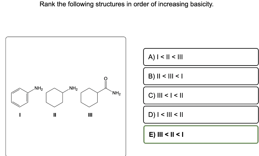 Solved Rank the following structures in order of increasing | Chegg.com