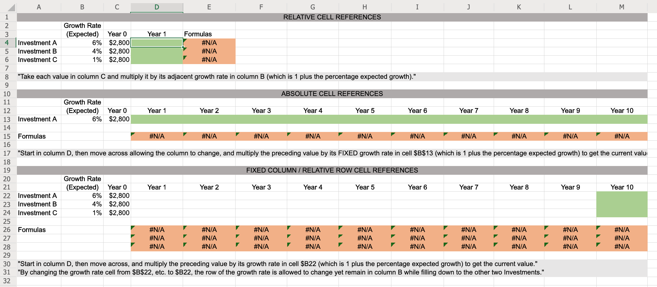 Solved A B с D E F G H I J K L M 1 RELATIVE CELL REFERENCES | Chegg.com
