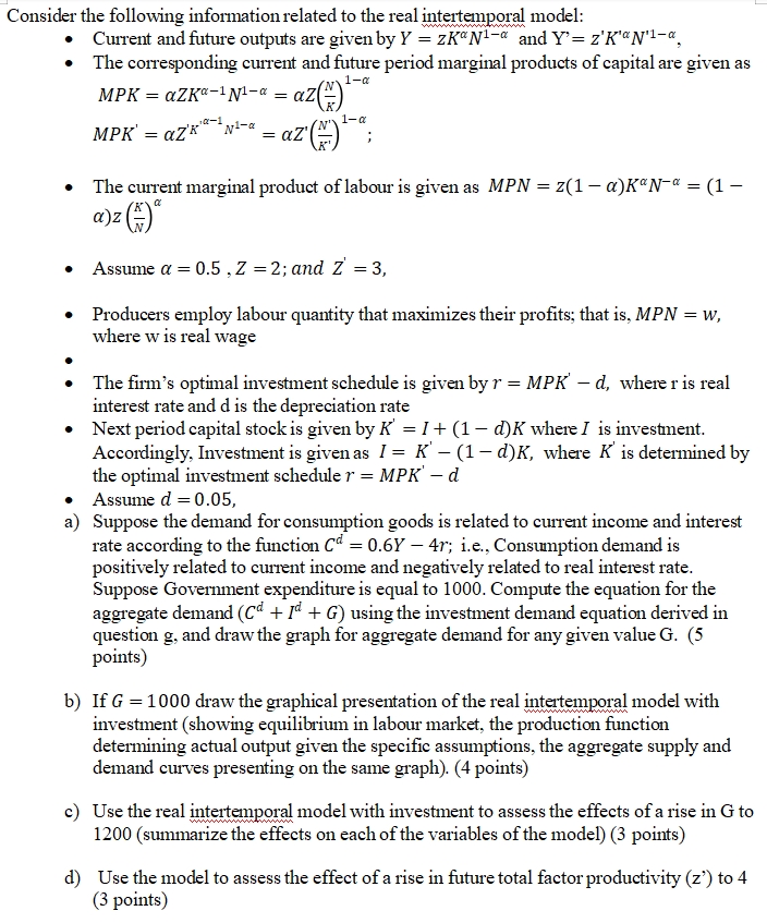 Solved onsider the following information related to the real | Chegg.com