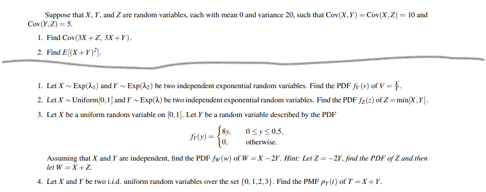 Solved Suppose That X Y And Z Are Random Variables Each