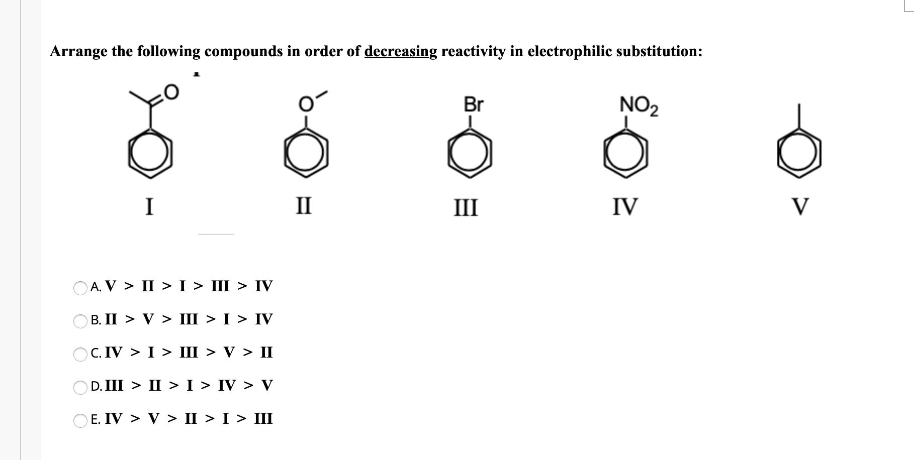 Solved Arrange The Following Compounds In Order Of 3138