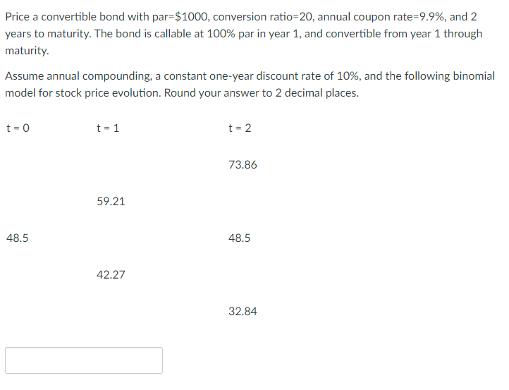 Solved Price a convertible bond with par \\( =\\$ 1000 \\), | Chegg.com