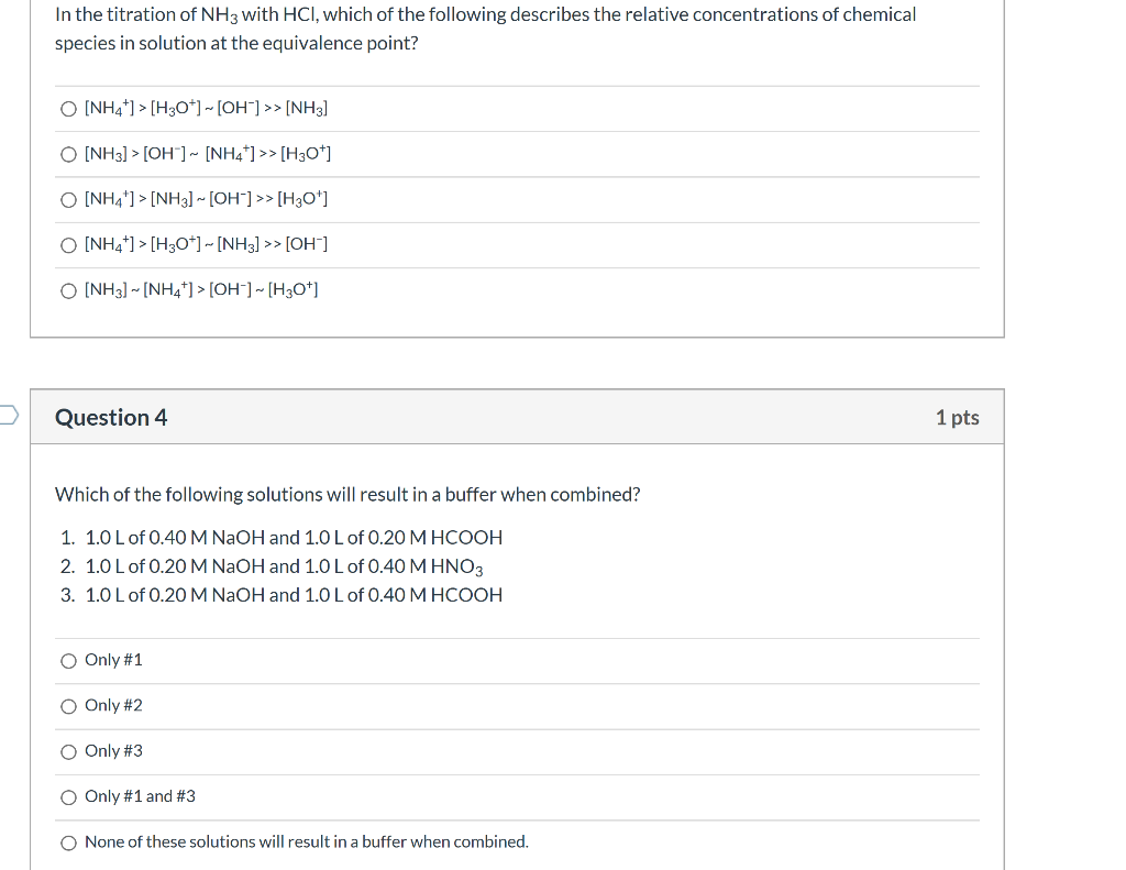 Solved In the titration of NH3 with HCl, which of the