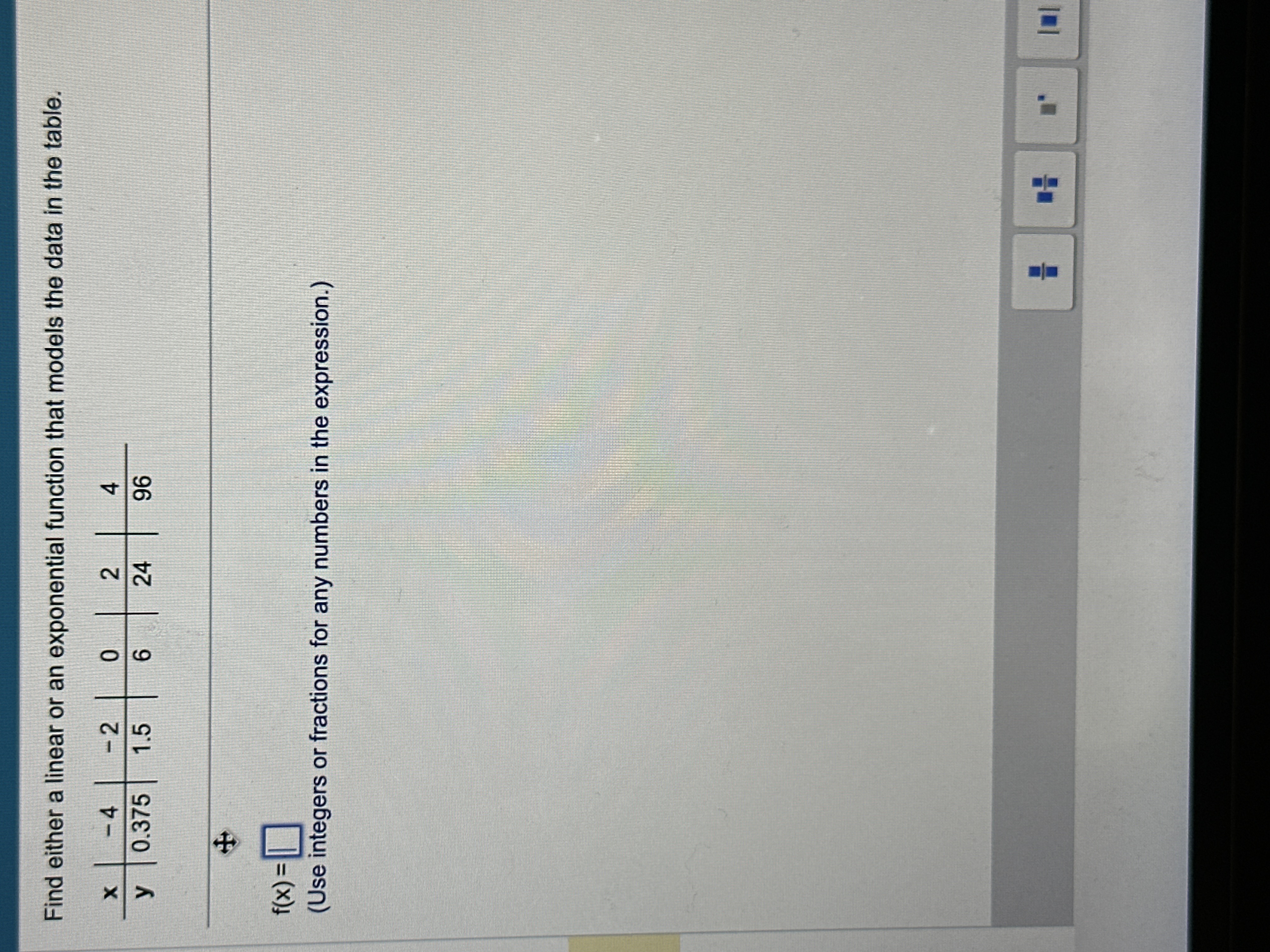 Solved find a linear function for the data in the table | Chegg.com