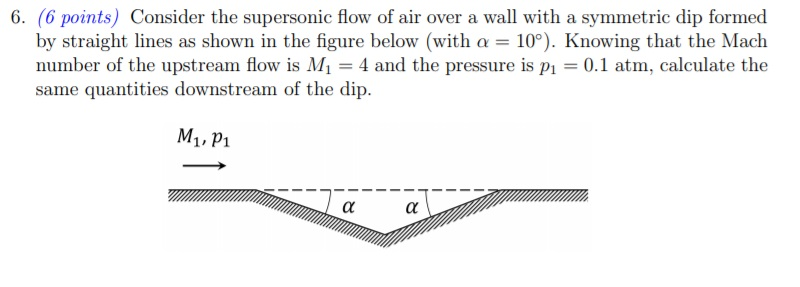 Solved 6. (6 points) Consider the supersonic flow of air | Chegg.com