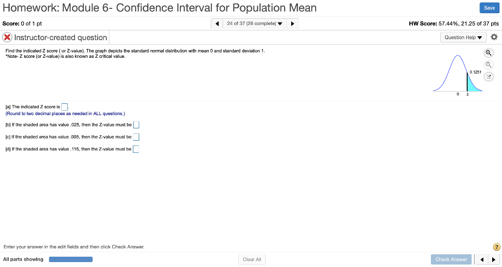 Solved Save Homework: Module 6- Confidence Interval for | Chegg.com