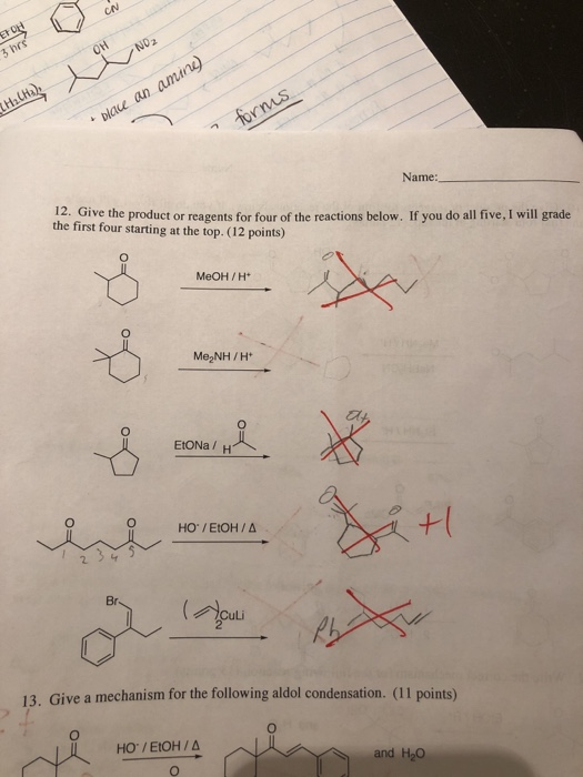 Solved give the products or reagants for four of the | Chegg.com