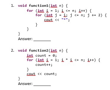 Solved Give the complexity of the following functions. | Chegg.com