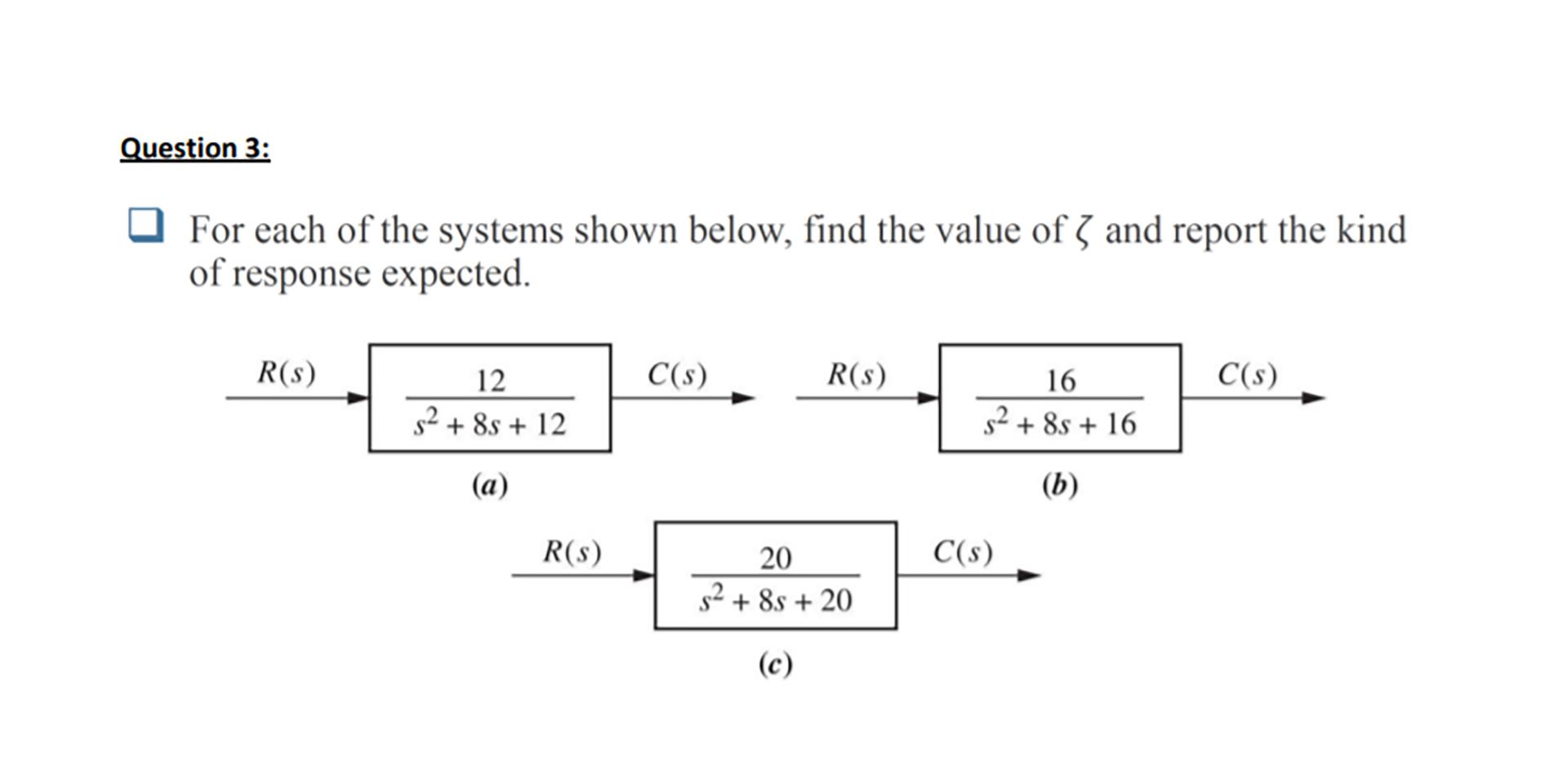 Solved Question 3: For each of the systems shown below, find | Chegg.com