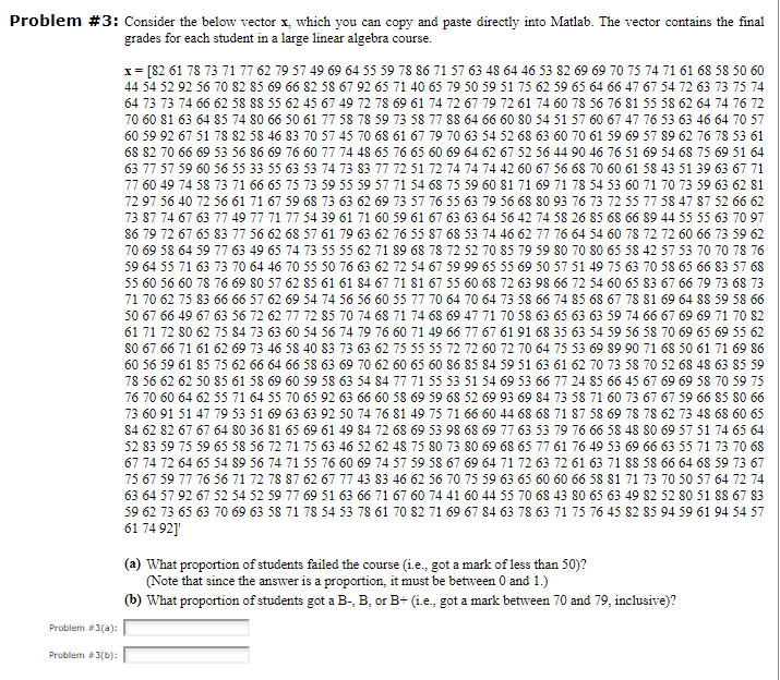 Solved Problem #3: Consider the below vector x, which you | Chegg.com