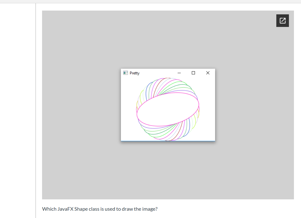 Solved Pretty х Which JavaFX Shape class is used to draw the | Chegg.com