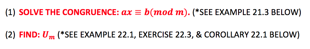 (1) SOLVE THE CONGRUENCE: Ax = B(mod M). (*SEE | Chegg.com