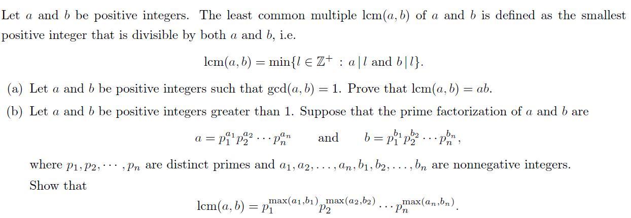 Solved Let A And B Be Positive Integers. The Least Common | Chegg.com