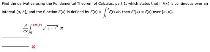 Solved Find the derivative using the Fundamental Theorem of | Chegg.com