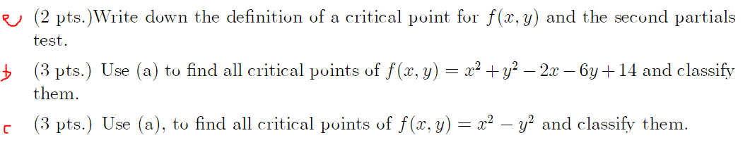 Solved ( 2 pts.)Write down the definition of a critical | Chegg.com