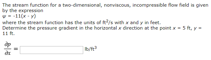 Solved The Stream Function For A Two Dimensional