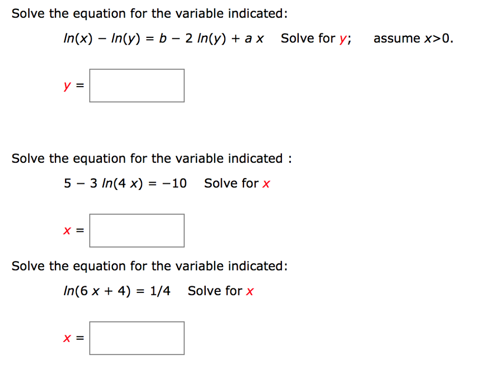 Solved Solve the equation for the variable indicated: | Chegg.com