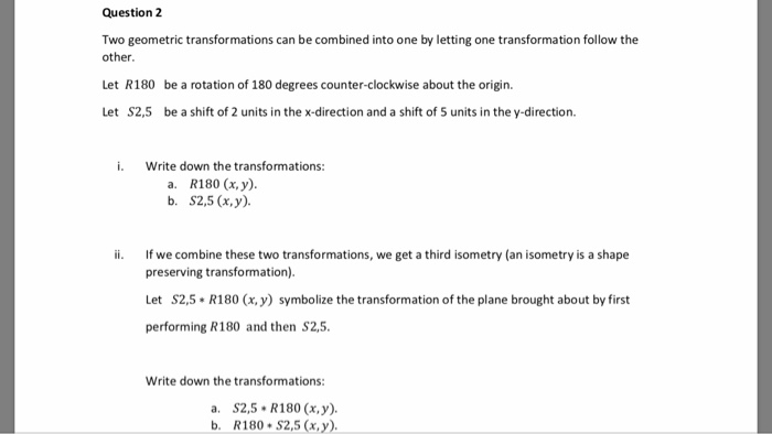 Solved Question 2 Two geometric transformations can be | Chegg.com