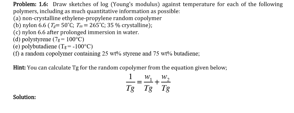 Problem: 1.6: Draw sketches of log (Young's modulus) | Chegg.com