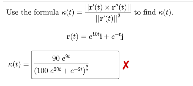 Solved Use the formula k(t) k(t): = ||r'(t) × r