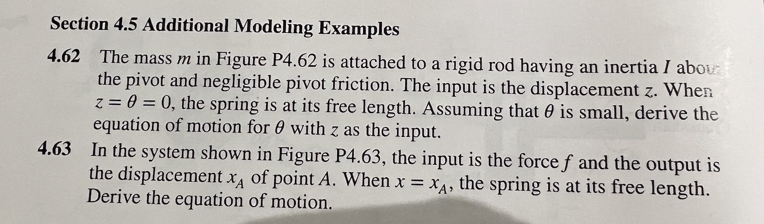Figure P4.62Section 4.5 Additional Modeling Examples | Chegg.com