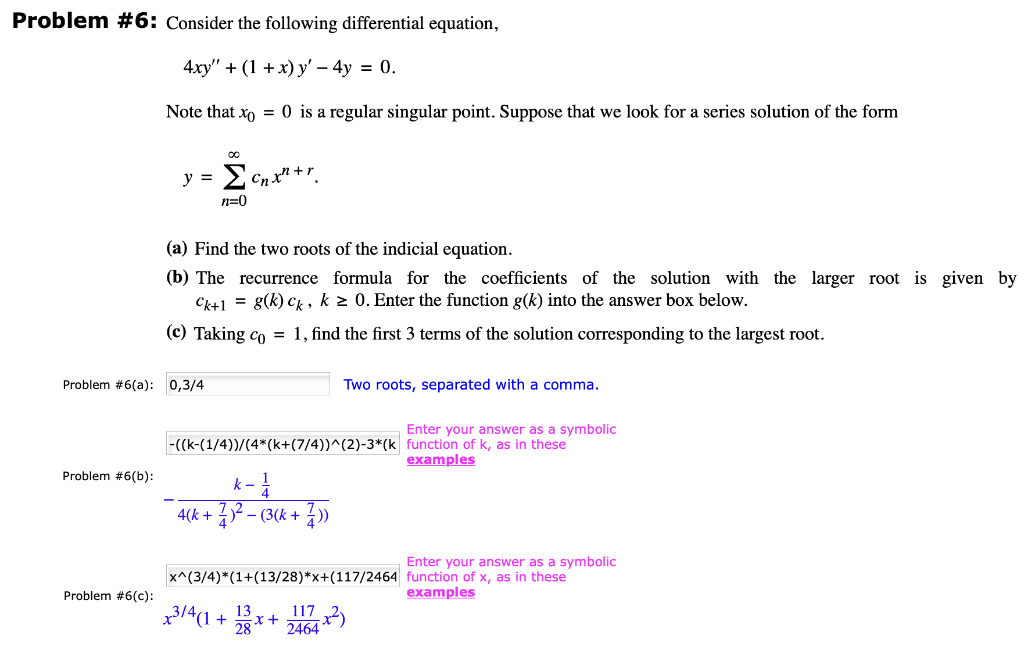 Solved Problem #6: Consider the following differential | Chegg.com