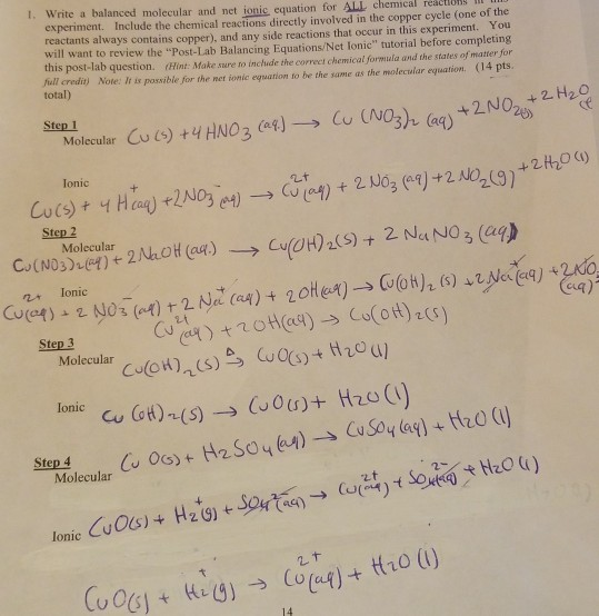 Solved 1 Write A Balanced Molecular And Net Ionic Equation