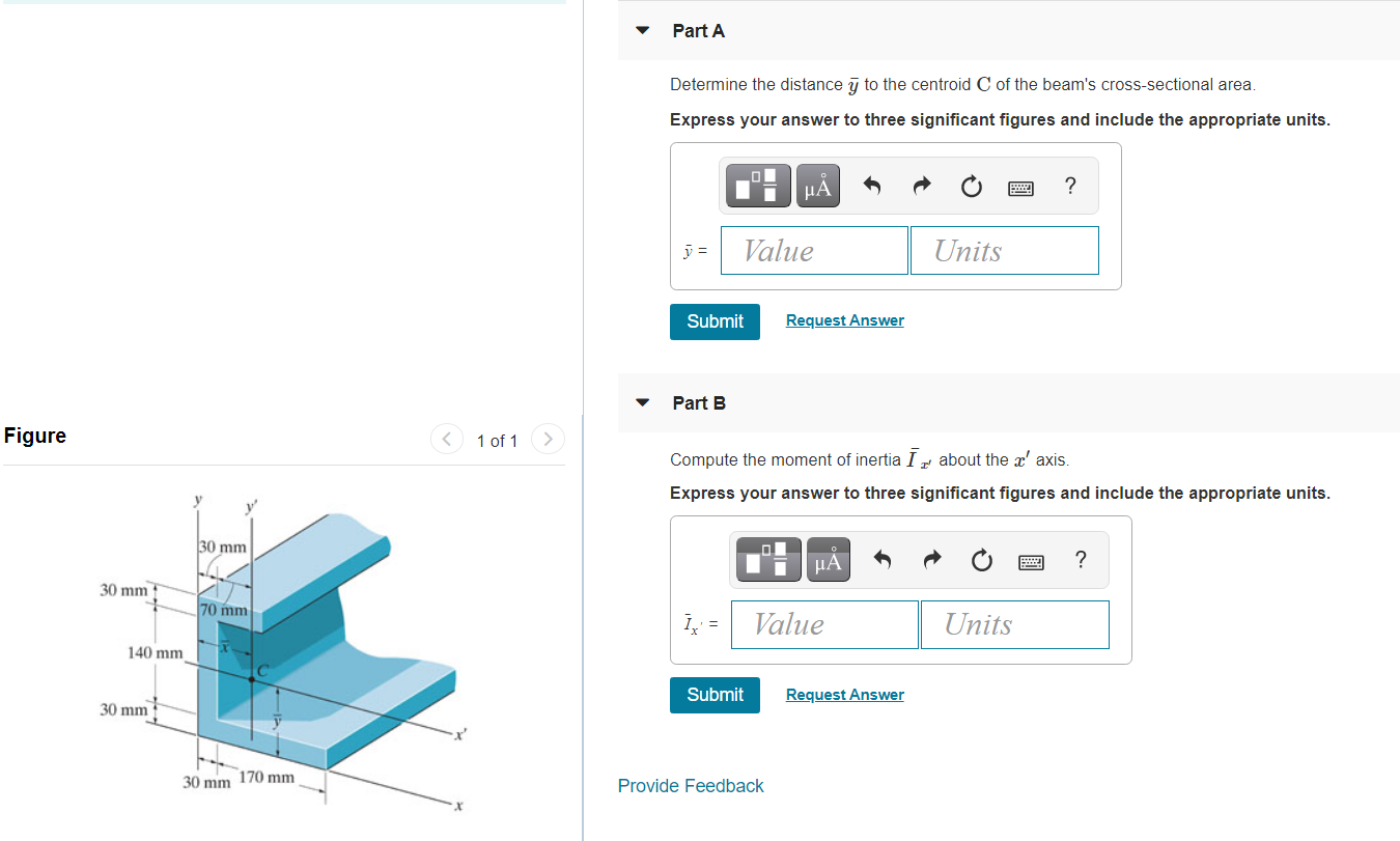 Solved Part A Determine the distance y to the centroid C of | Chegg.com