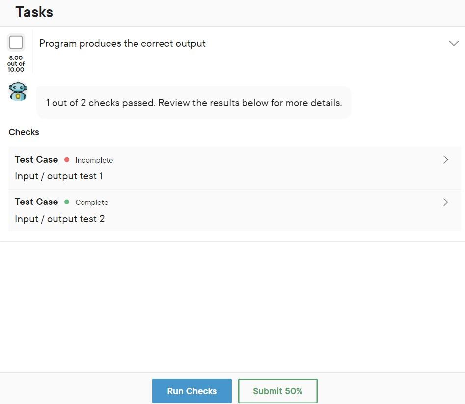 Solved PLEASE HELP ME FIX MY CODE... It's only 50% on my | Chegg.com