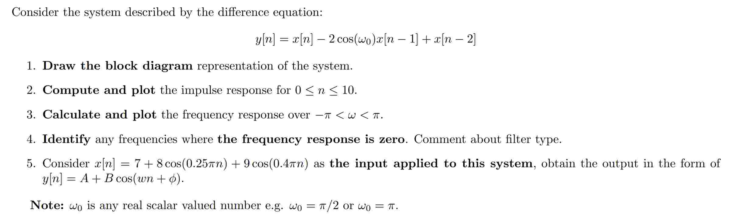 Solved by an EXPERT Consider the system described by ﻿the difference ...