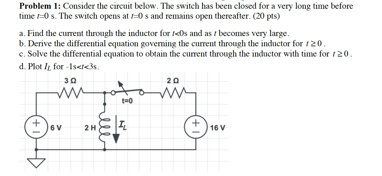 Solved Problem 1: Consider The Circuit Below. The Switch Has | Chegg.com