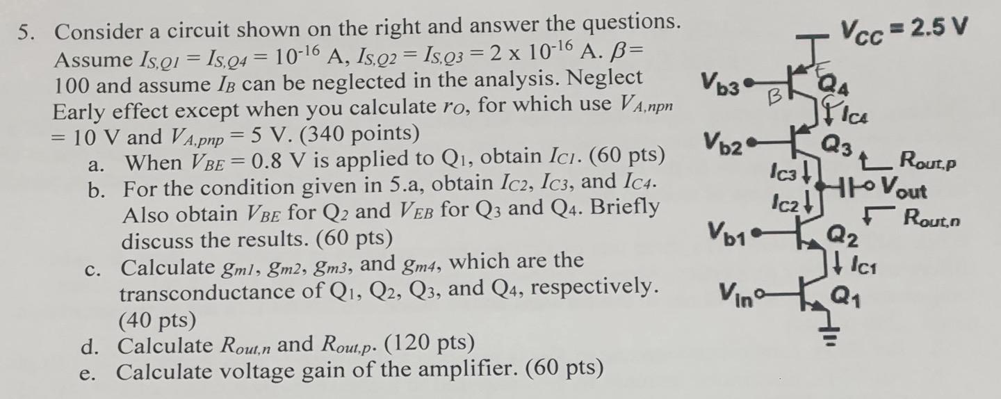 Solved 5. Consider a circuit shown on the right and answer | Chegg.com