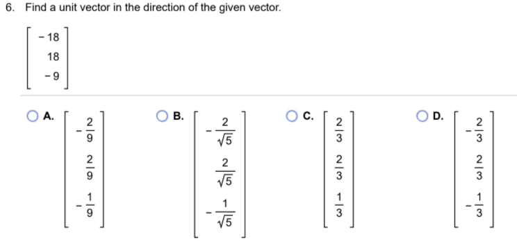 Solved 6. Find a unit vector in the direction of the given | Chegg.com