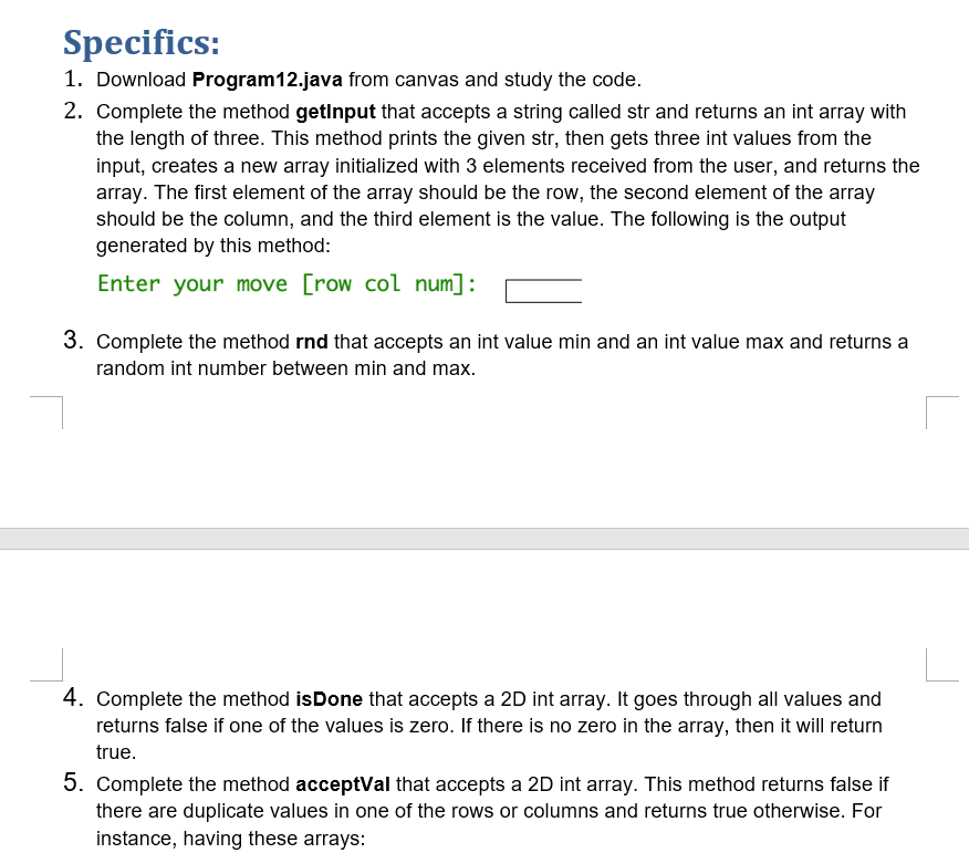 using java to match the requirements and output(will