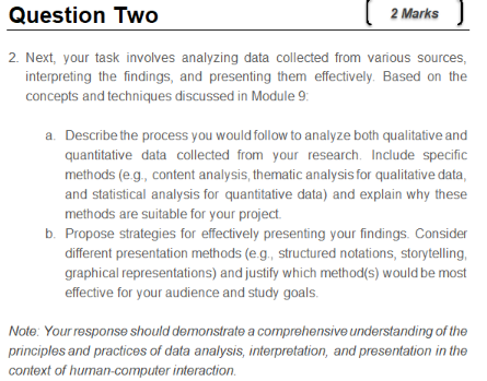 Analysis interpretation and presentation of data
