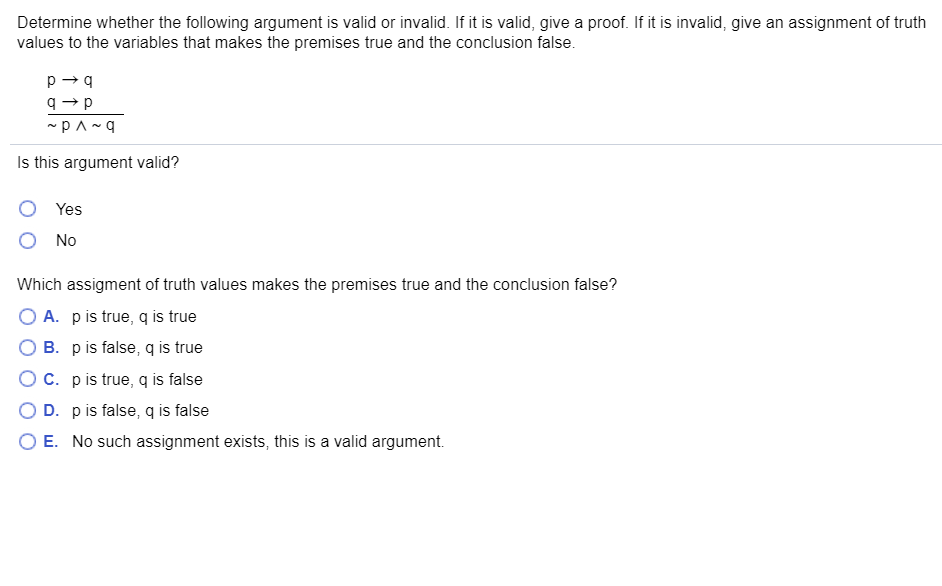 Solved Determine whether the following argument is valid or | Chegg.com