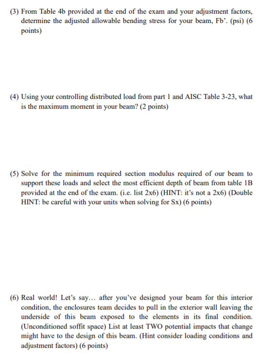 (3) From Table 4b provided at the end of the exam and | Chegg.com