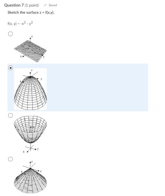 Solved Question 4: Match surface shown below to the graph | Chegg.com