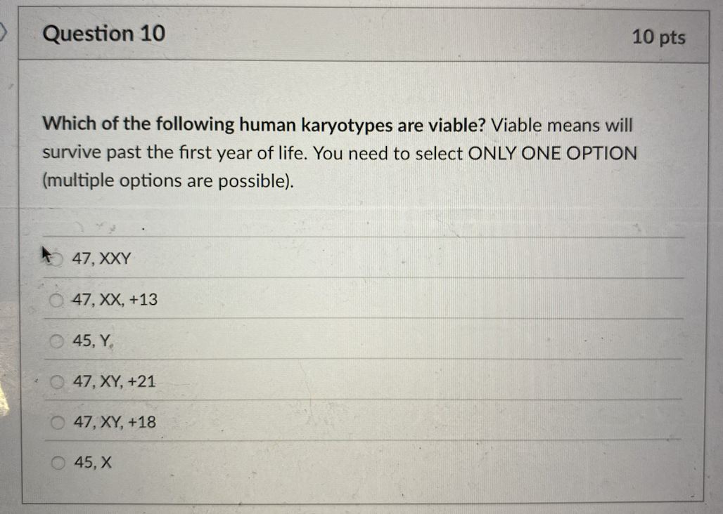 Solved Question 10 Which Of The Following Human Karyoty