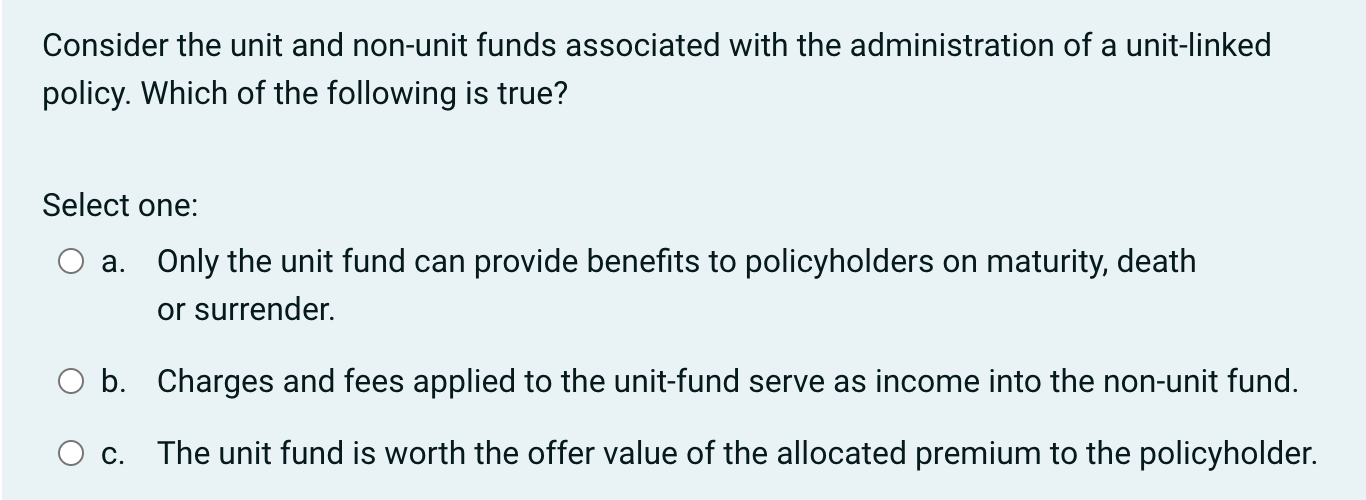 Solved Consider the unit and nonunit funds associated with