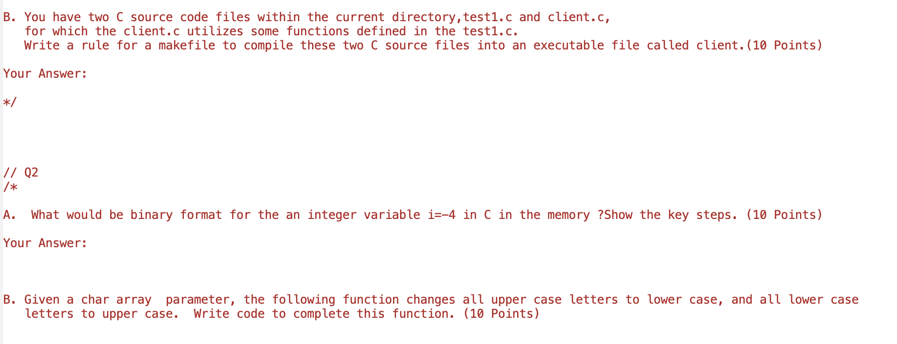 Solved B. You have two C source code files within the | Chegg.com