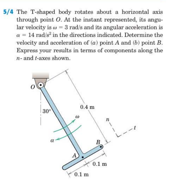 Solved 54 ﻿The T-shaped body rotates about a horizontal | Chegg.com