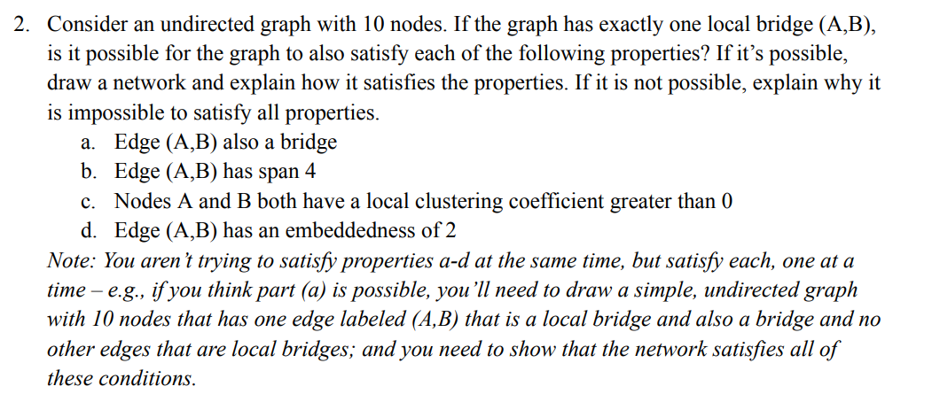 Solved Consider an undirected graph with 10 nodes. If the | Chegg.com