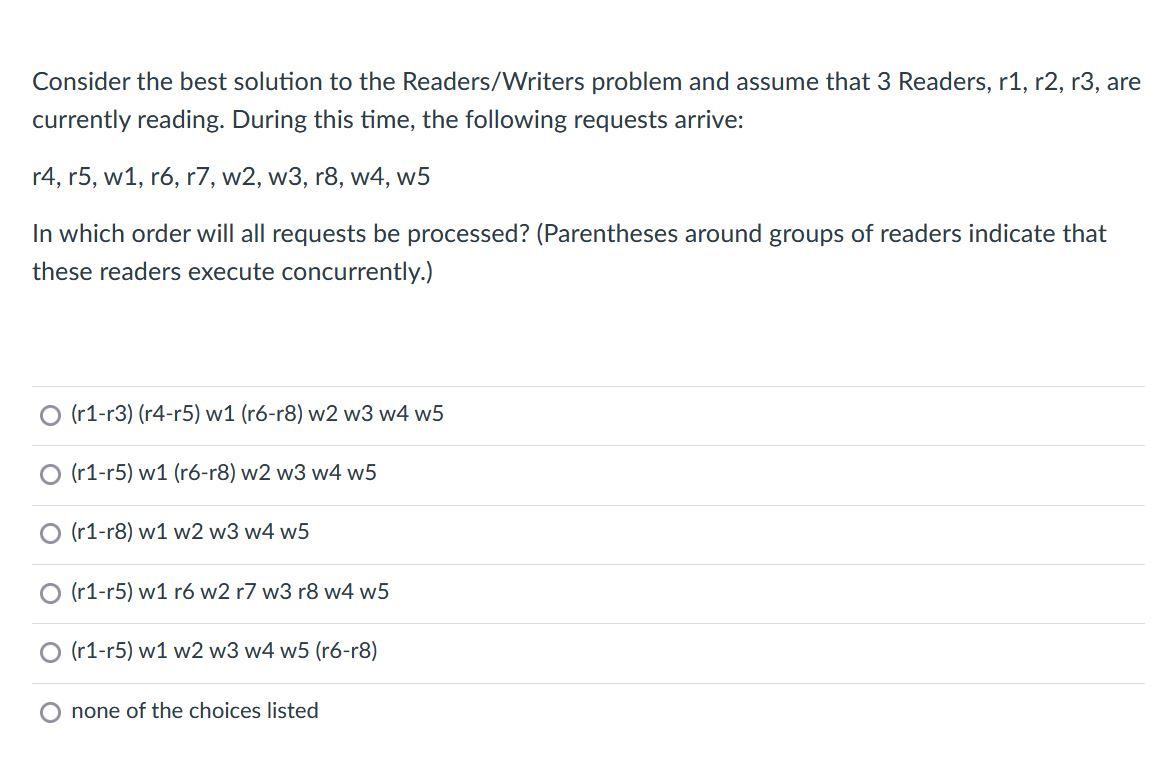 Solved Consider the best solution to the Readers/Writers | Chegg.com