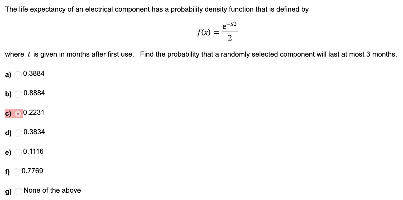 Solved The life expectancy of an electrical component has a
