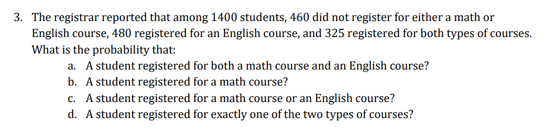 Solved 3. The registrar reported that among 1400 students, | Chegg.com