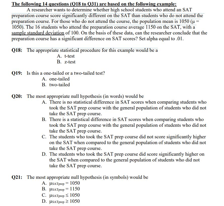 Solved The following 14 questions (Q18 to Q31 ) are based on | Chegg.com