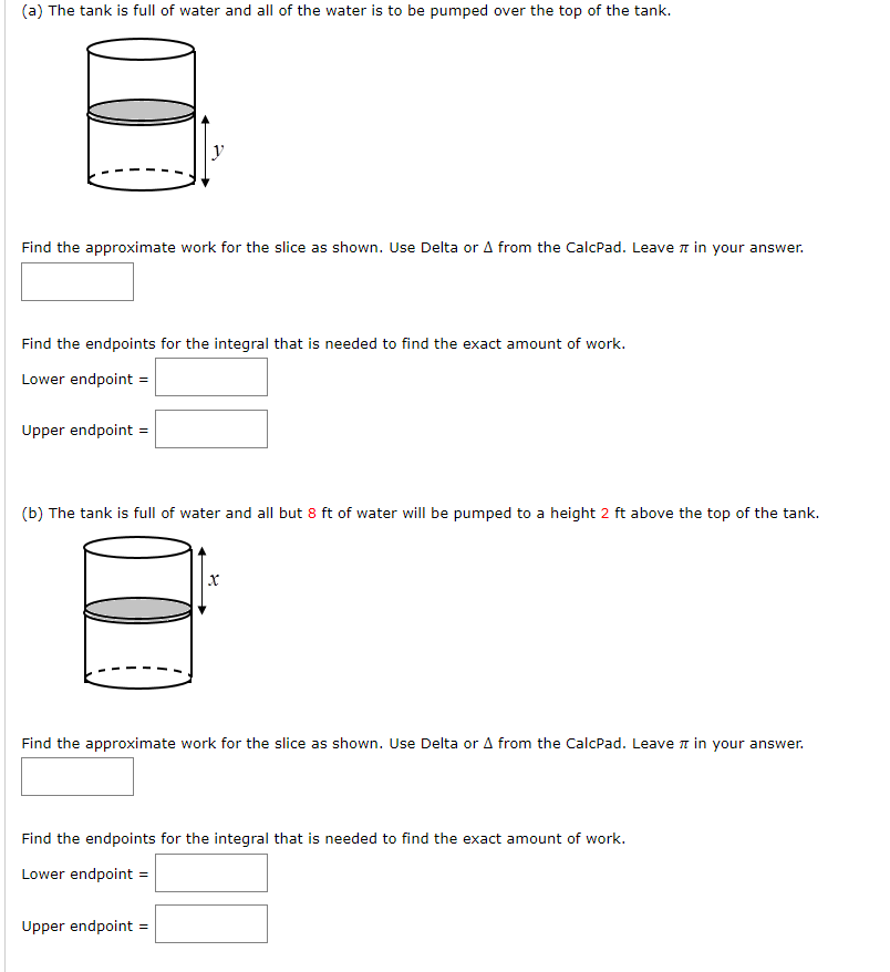 Work Integral Tank Example Problems (a) The tank is full of water and all of the water is | Chegg.com