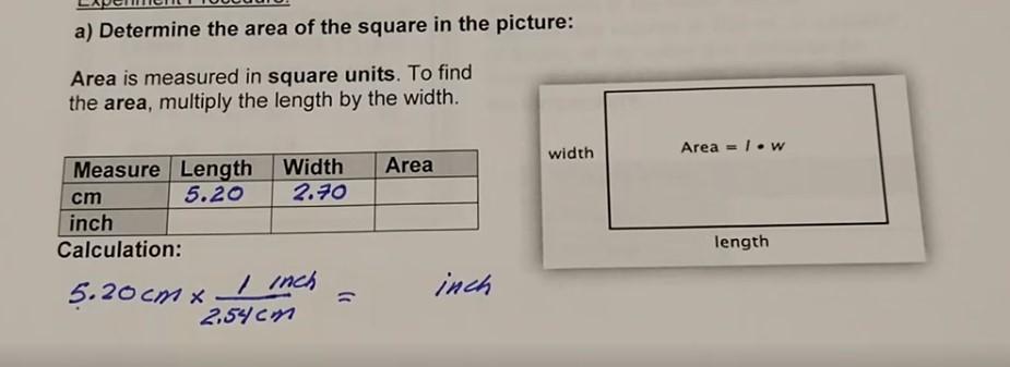 Solved a) Determine the area of the square in the picture: | Chegg.com