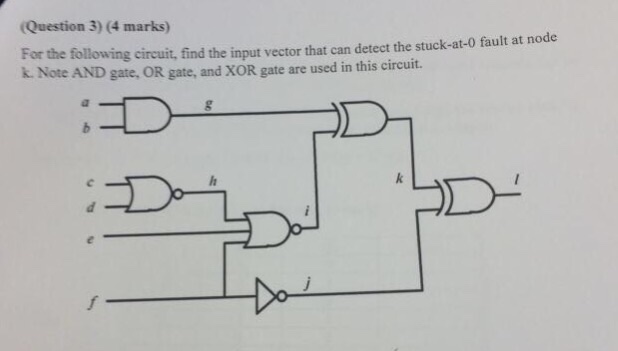 Solved For the following circuit, find the input vector that | Chegg.com